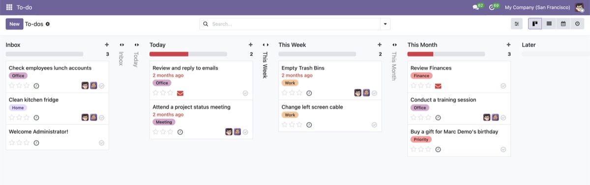 Odoo 19 Dashboard — tablou de bord